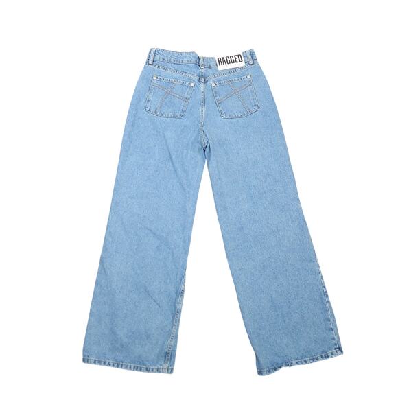 Ragged Jeans light wash blue mid rise baggy wide leg split knee jeans 26 - Picture 3 of 5